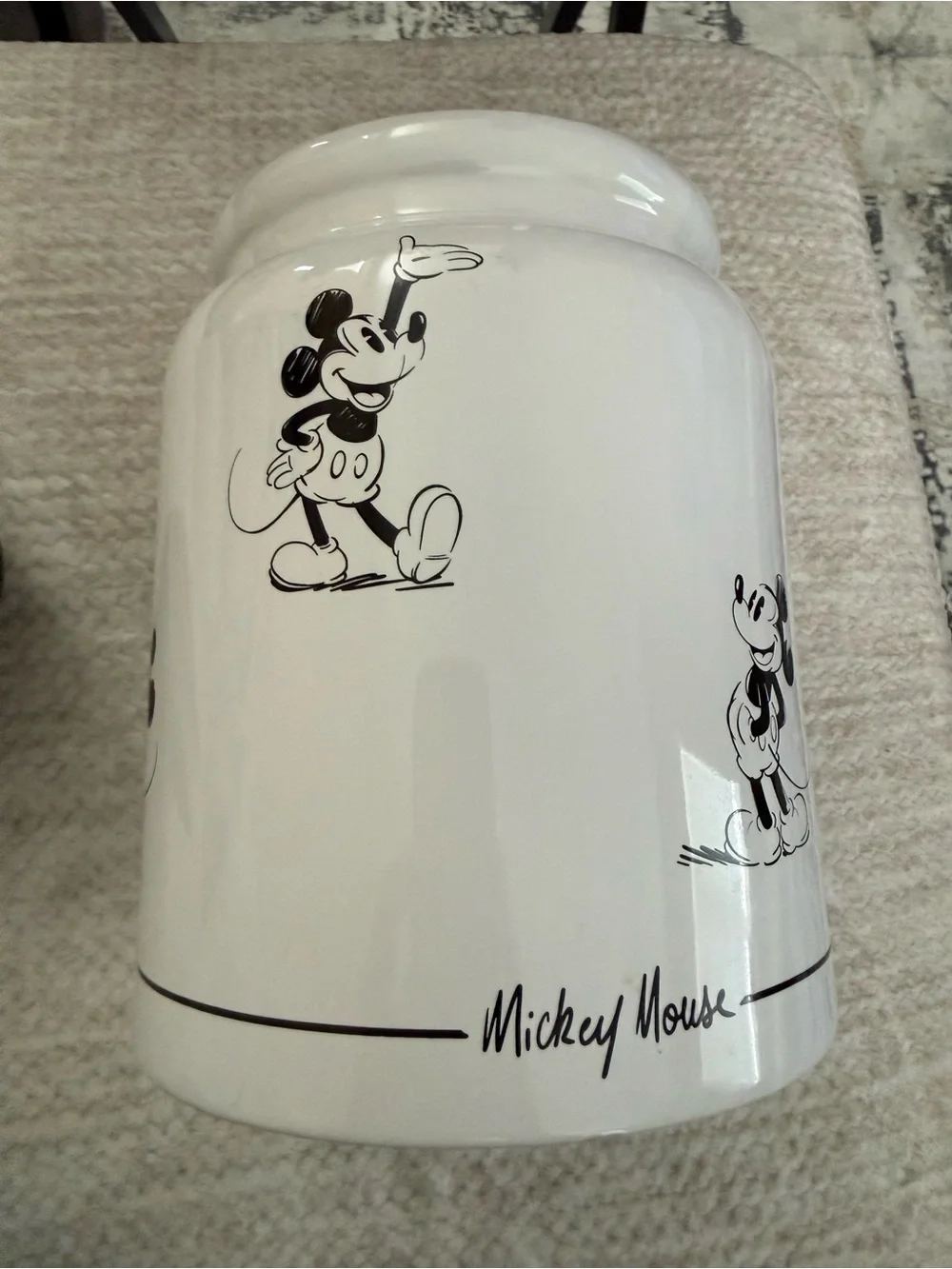 NEW MICKEY MOUSE Black & White COOKIE JAR W/ LID  Disneyland